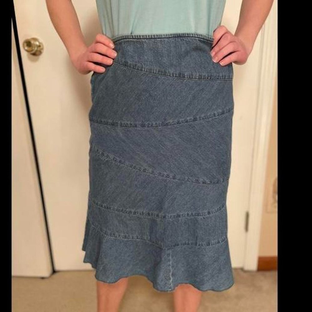 Western Jean Skirt Vtg 90s